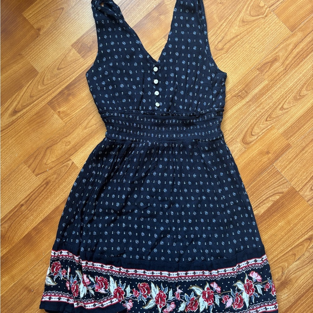 Navy Blue Floral Women's Dress